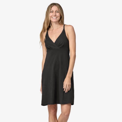 Patagonia Women's Amber Dawn Jersey Dress in Black, Extra Small - Outdoor Dresses - Organic Cotton/Spandex