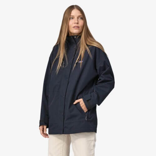 Patagonia Women's Outdoor Everyday Rain Jacket in Pitch Blue, Extra Small - Outdoor Jackets - Recycled Nylon/Recycled Polyester/Nylon
