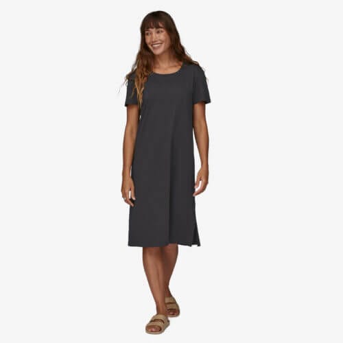 Patagonia Women's Regenerative Organic Certified® Cotton T-Shirt Dress in Ink Black, Extra Small - Outdoor Dresses