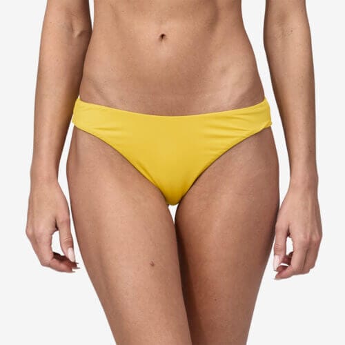 Patagonia Women's Upswell High Rise Bikini Bottoms in Shine Yellow, Medium - Surf Bikinis & Swimwear - Recycled Nylon/Recycled Polyester/Nylon