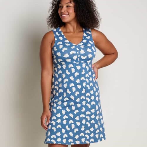 Rosemarie Sleeveless Dress Pacific Half Daisy Print / XS