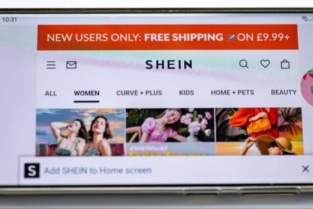 is temu and shein the same? Photo of shein website