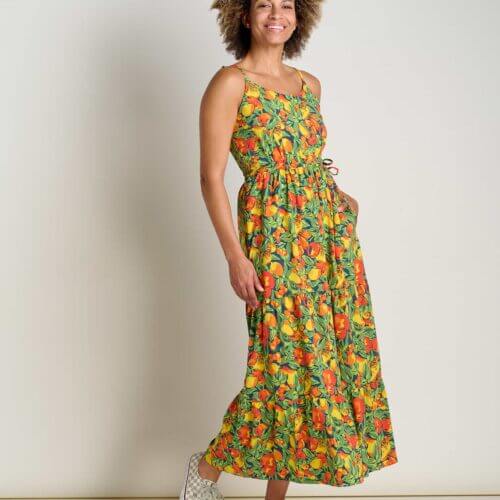 Sunkissed Tiered Sleeveless Dress Midnight Fruit Print / XS