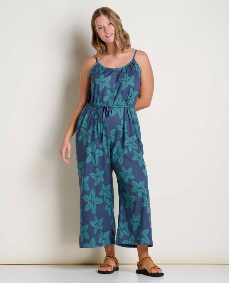 Taj Hemp Strappy Jumpsuit Jasper Large Floral Print / M