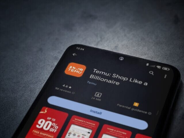 Temu and sustainability. Photo of Temu App