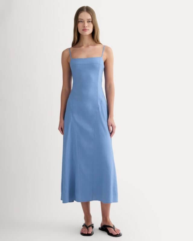 Everlane The Seamed Dress in Stretch Linen