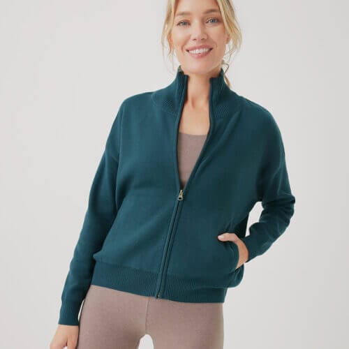 Women's Celestial Classic Fine Knit Zip Front Sweater XS