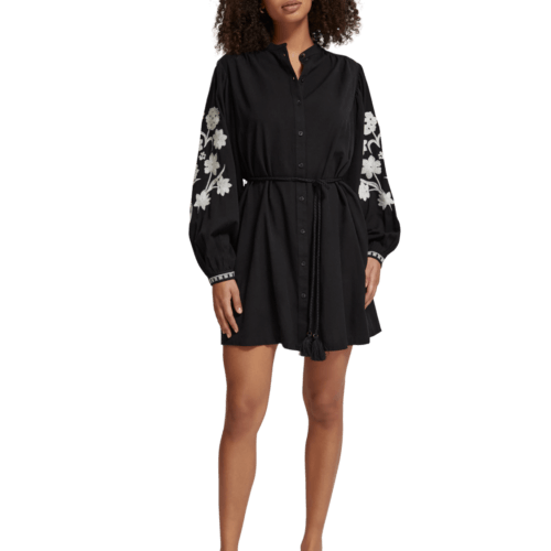 Women's Embroidered Sleeve Mini Dress | Black | Size 36 | Scotch & Soda