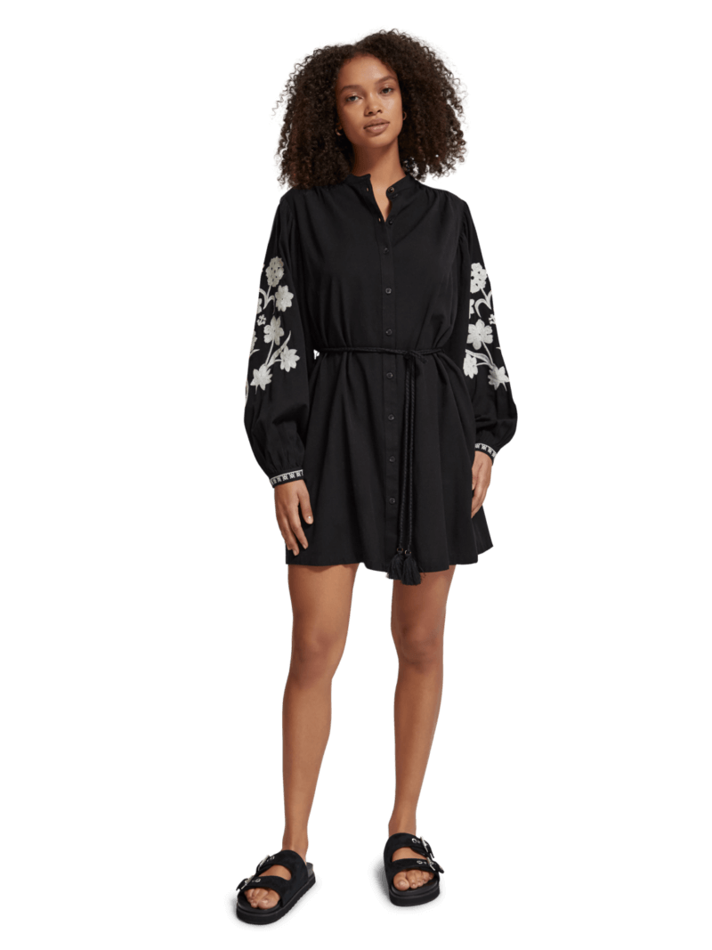 Women's Embroidered Sleeve Mini Dress | Black | Size 36 | Scotch & Soda