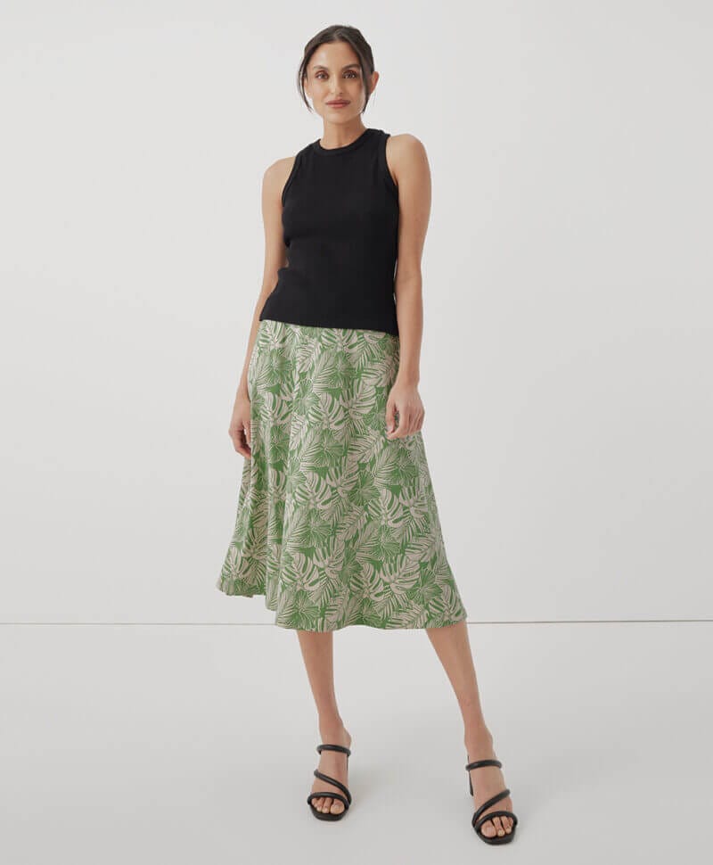 Women's Jade Palms Fit & Flare Midi Skirt XS