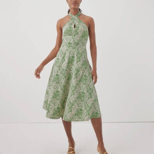 Women's Jade Palms Fit & Flare Modern Halter Dress XS