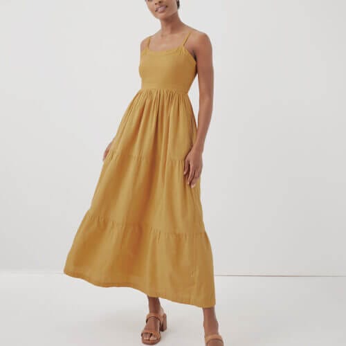 Women's Mustard Sunset Light Gauze Cami Dress XS