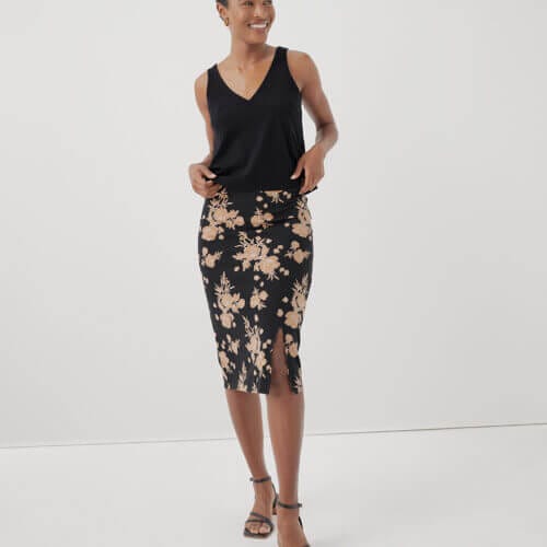 Women's Twilight Floral Luxe Jersey Skirt 3XL