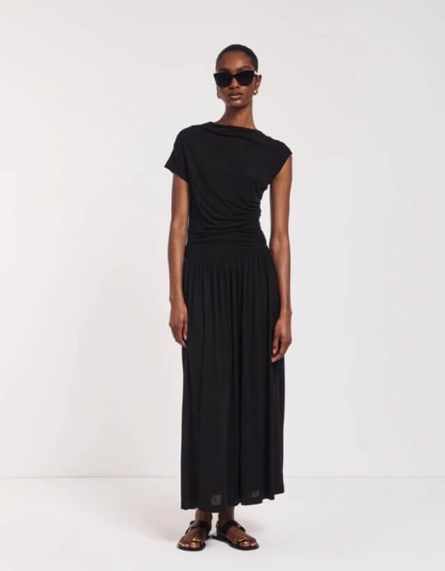 priam draped sustainable dress by ninety percent
