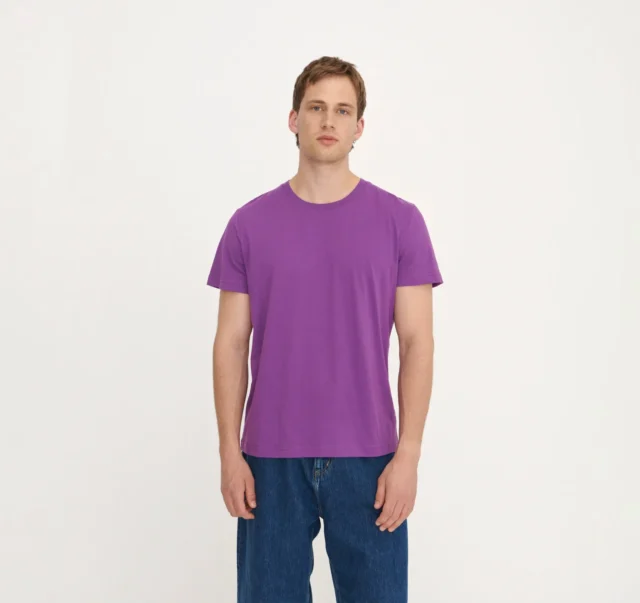 mens summer sustainable clothes by organic basics_purple tee