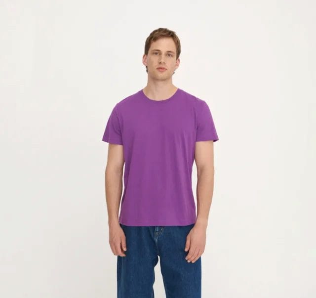 mens summer sustainable clothes by organic basics_purple tee