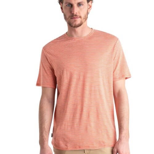 Icebreaker Merino Linen T-Shirt Stripe - Man - Ember/snow - Size L