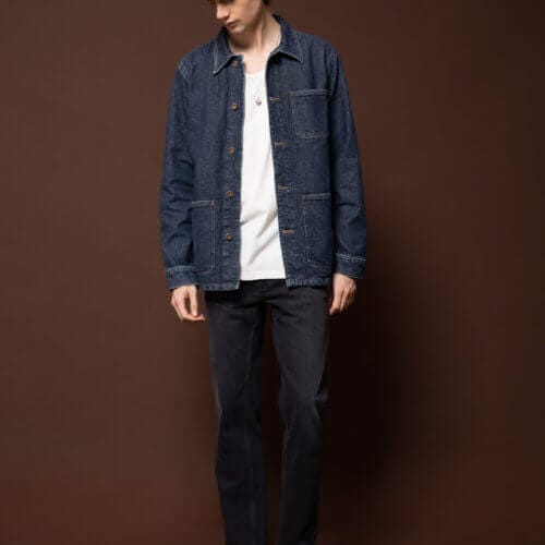 Nudie Jeans Worker Jacket Darkwash Rebirth Organic Jackets X Small Sustainable Clothing