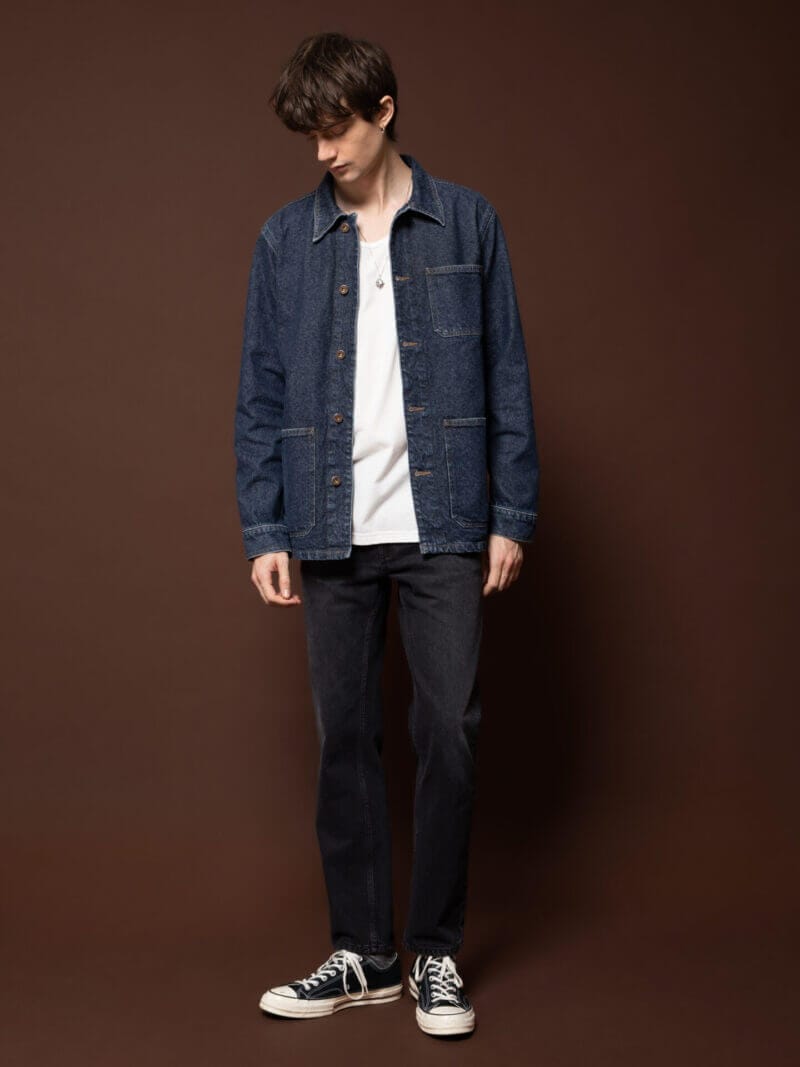 Nudie Jeans Worker Jacket Darkwash Rebirth Organic Jackets X Small Sustainable Clothing