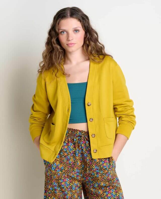 Toad&Co women's hemp yellow cardigan 