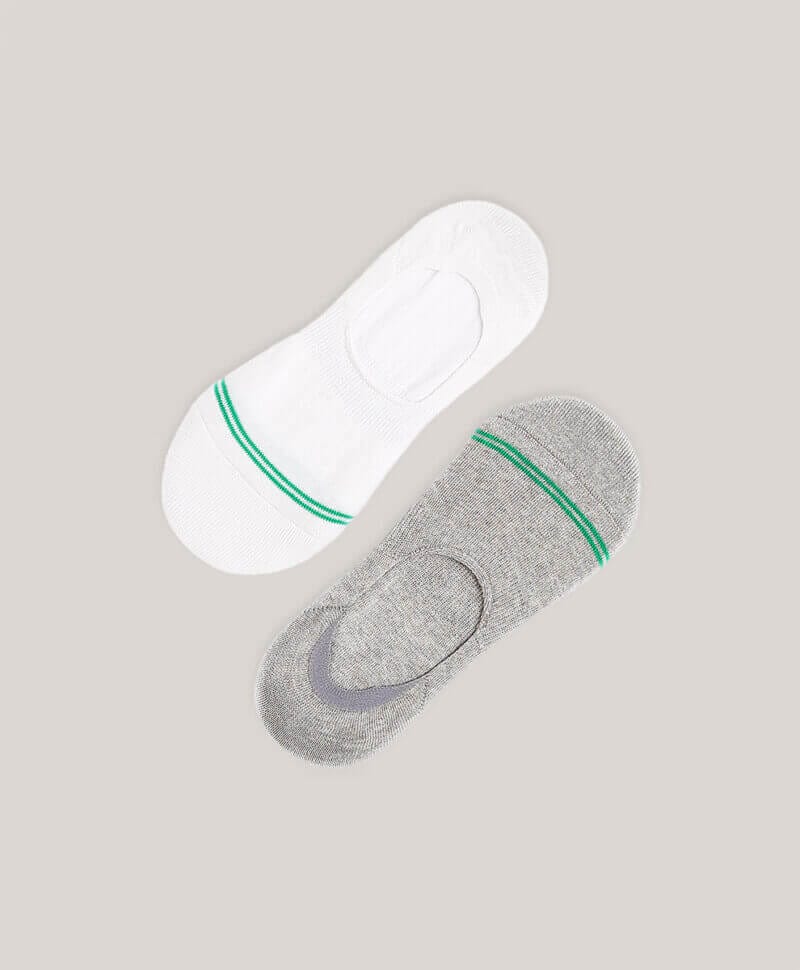 Women's White/Heather Grey No-Show Socks 2-Pack 1S