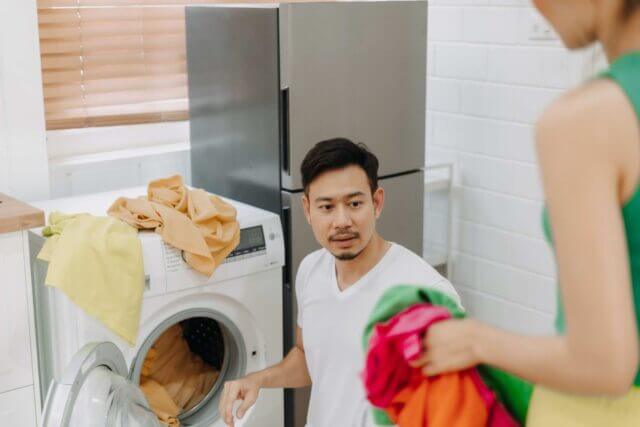 family washing clothes