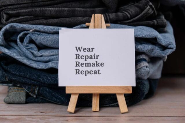sustainable fashion sign_wear repair remake repeat