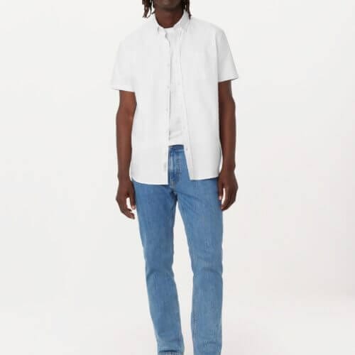 Frank And Oak The Jasper Short Sleeve Oxford Shirt in White