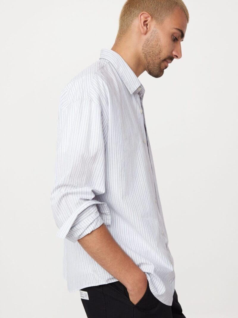 Frank And Oak The Loose Poplin Shirt in Pastel Blue