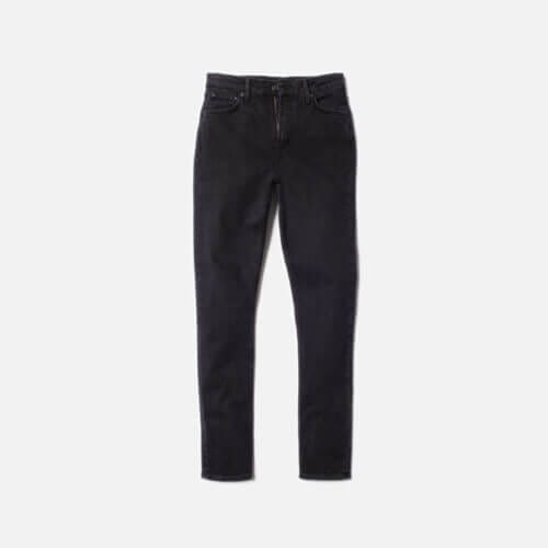 Nudie Jeans Mellow Mae So Black Slim Fit Mid Waist Straight Fit Women's Organic Jeans W34/L34 Sustainable Denim