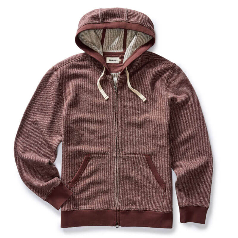 The Apres Zip Hoodie in Merlot French Terry Twill