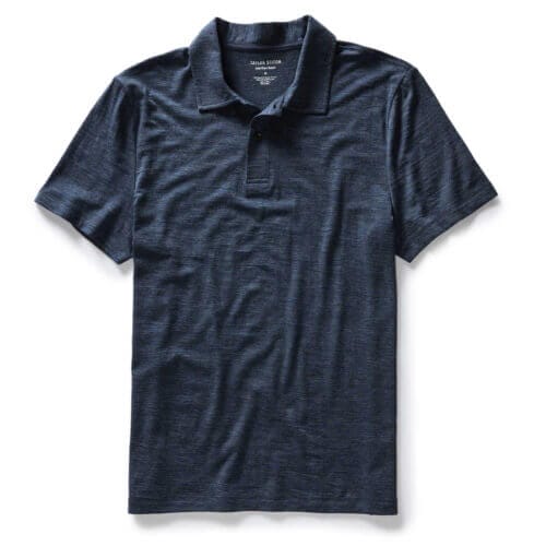 The Merino Polo in Heather Navy