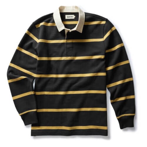 The Rugby Shirt in Faded Black Stripe