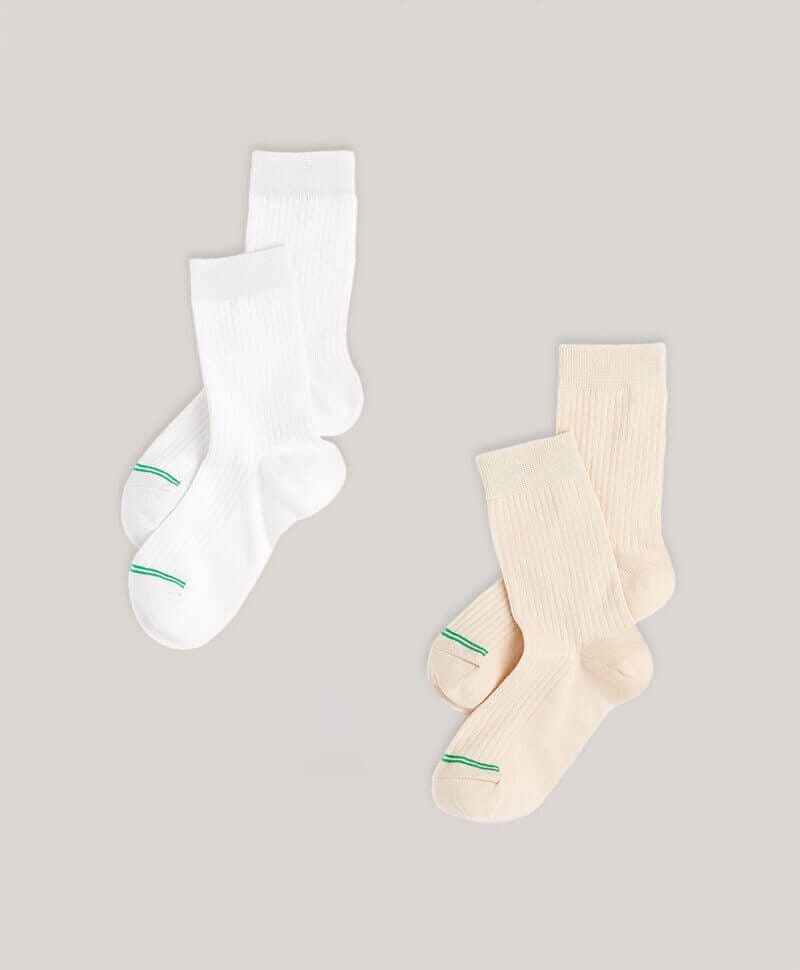 Women's White/Cream Crew Socks 2-Pack 1S