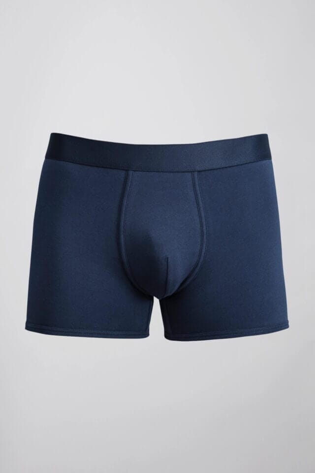 pair of navy mens boxer briefs from Asket