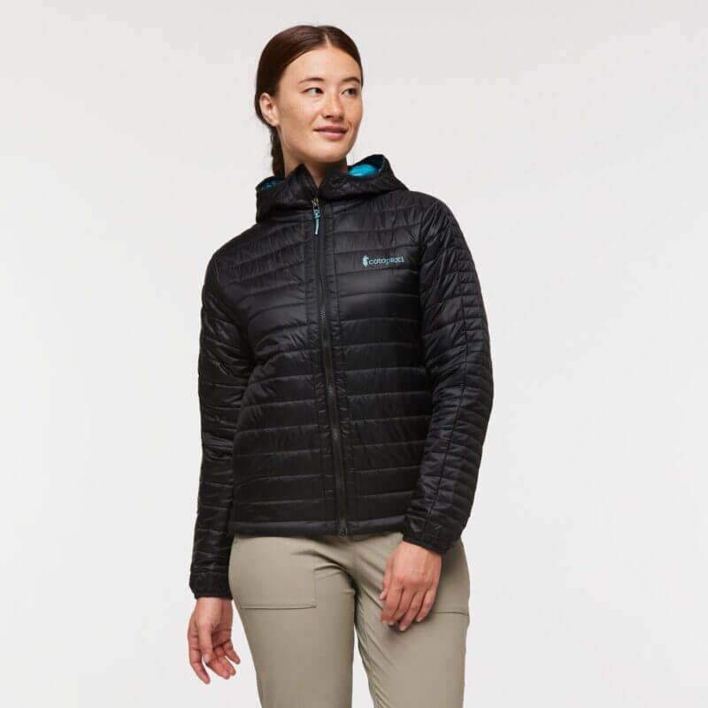 Cotopaxi Women's Capa Insulated Hooded Jacket in Cotopaxi Black | Size Small, 100% Recycled Nylon