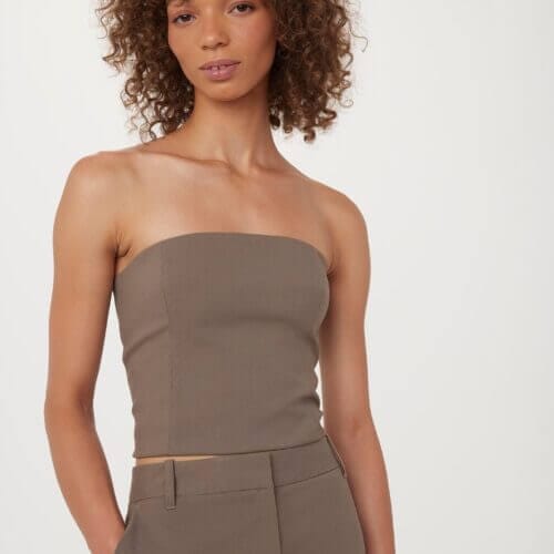 Frank And Oak The Bustier Top in Dark Taupe