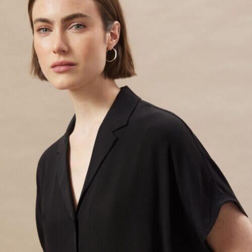 Frank And Oak The Camp Collar Blouse in Black