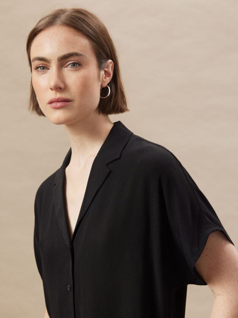 Frank And Oak The Camp Collar Blouse in Black