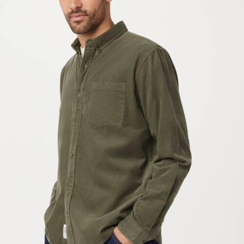 Frank And Oak The Fine Corduroy Shirt in Agave