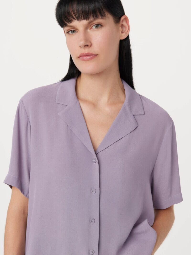 Frank And Oak The Fluid Camp Collar Blouse in Slate Violet