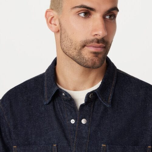 Frank And Oak The Kent Denim Shirt in Navy