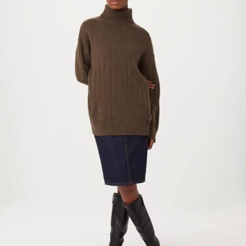 Frank And Oak The Lambswool Turtleneck Sweater in Chocolate Brown