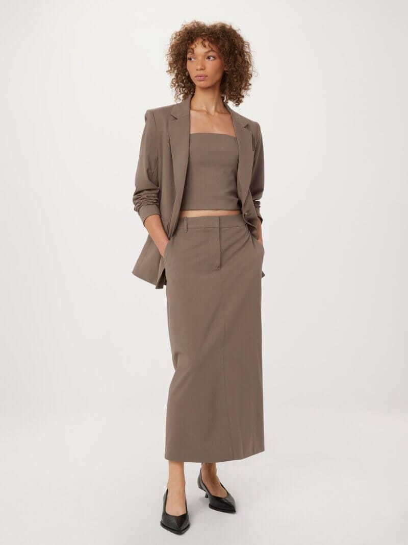 Frank And Oak The Maxi Pencil Skirt in Dark Taupe