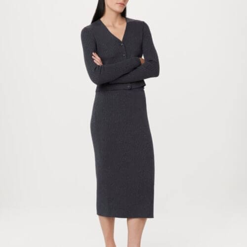 Frank And Oak The Merino Sweater Skirt in Charcoal Grey