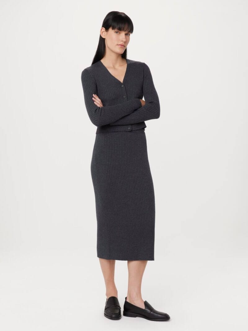 Frank And Oak The Merino Sweater Skirt in Charcoal Grey