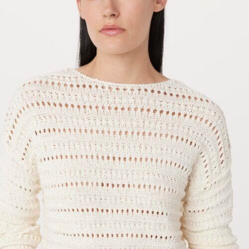 Frank And Oak The Openwork Boat Neck Sweater in Cream