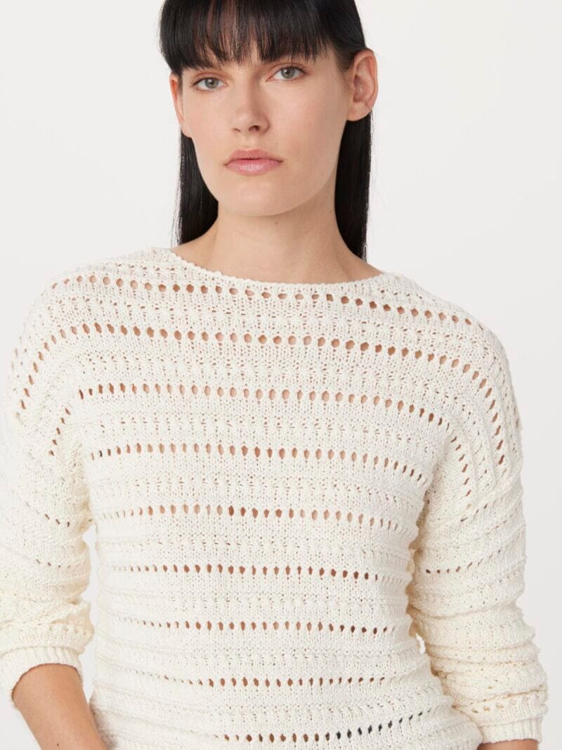 Frank And Oak The Openwork Boat Neck Sweater in Cream