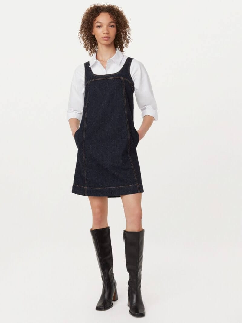 Frank And Oak The Pinafore Denim Dress in Dark Wash