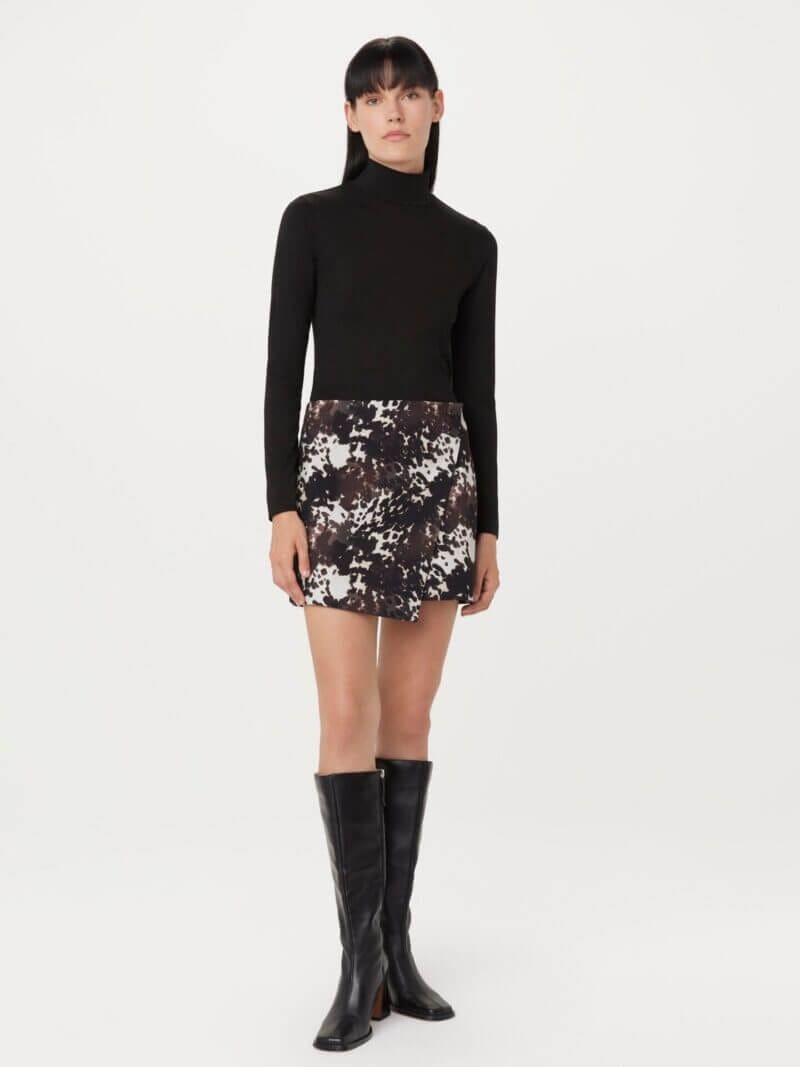 Frank And Oak The Printed Mini Skirt in Black